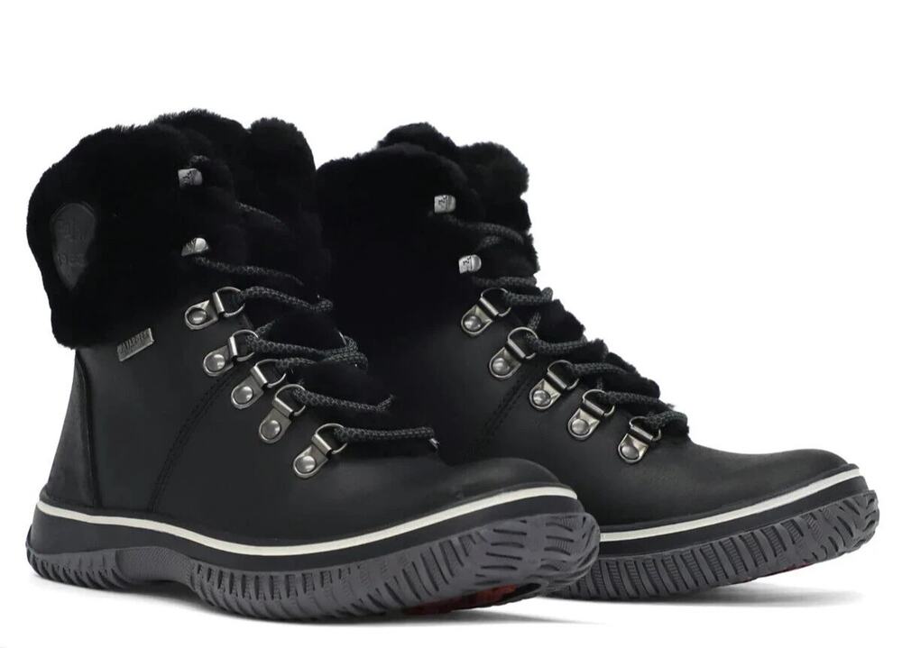 Pajar Canada Z75118 Womens Black Leather Galat Lace-Up Boot Size 10-10.5 NEW